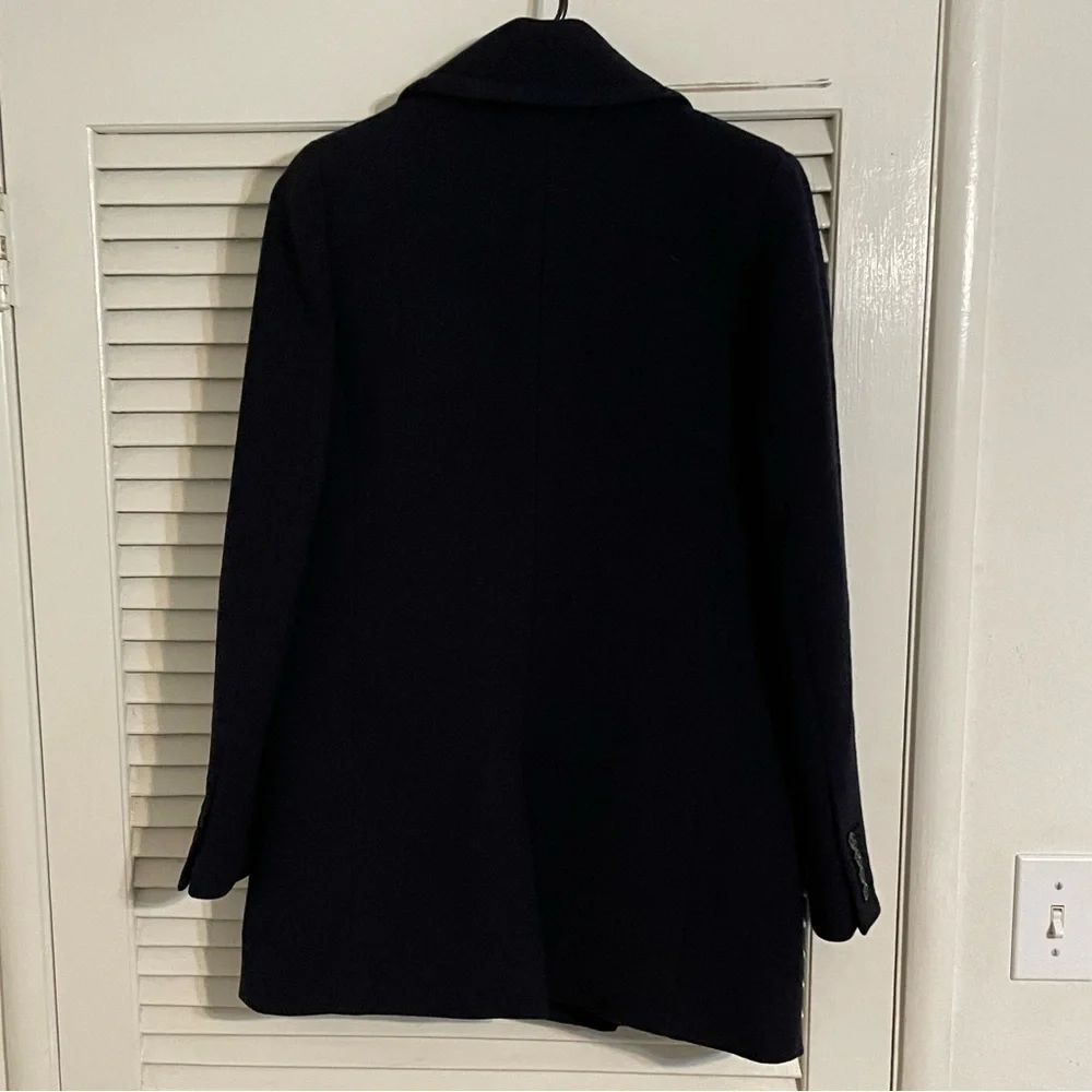 J. Crew Double Breasted Coat Navy Wool Double Cloth Coat size 2 - Picture 3 of 10